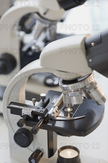 Close up of microscope.