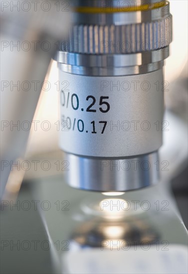 Close up of microscope.