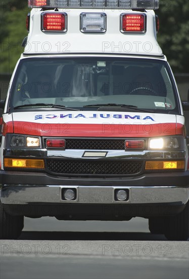 Front view of ambulance.