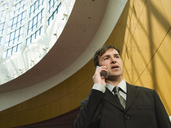 Businessman talking on cell phone. Date : 2008