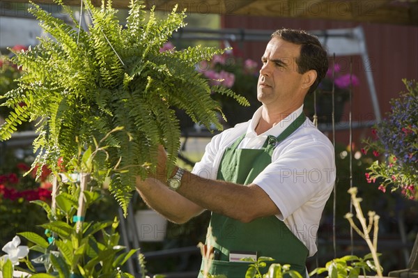 Man working in garden center. Date : 2008