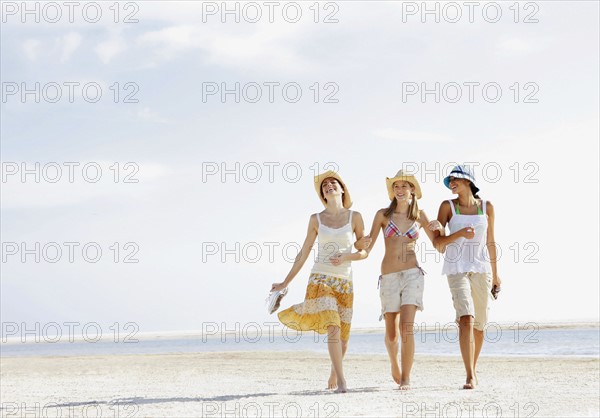 Friends walking in beach. Date : 2008