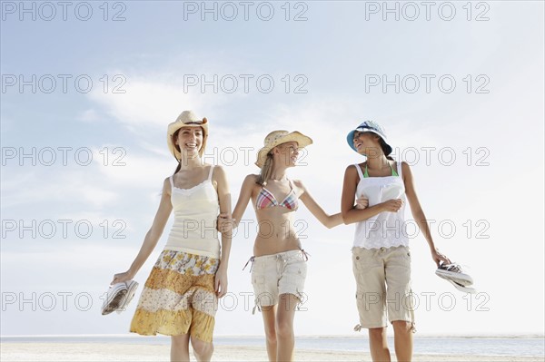 Friends walking in beach. Date : 2008