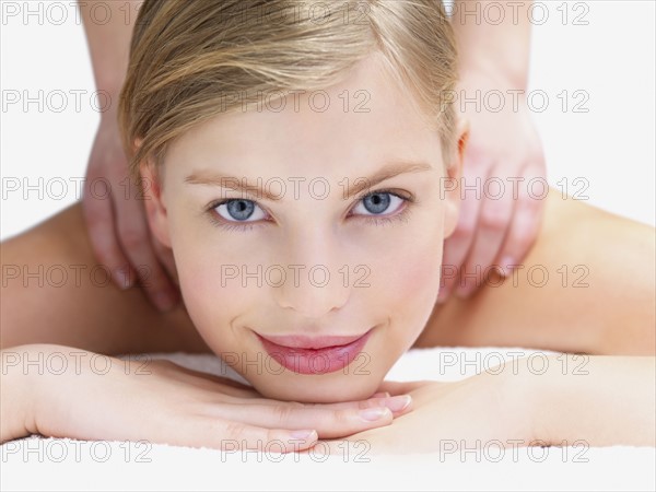Young woman getting massage. Date : 2008