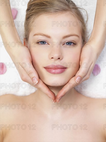 Young woman getting massage. Date : 2008