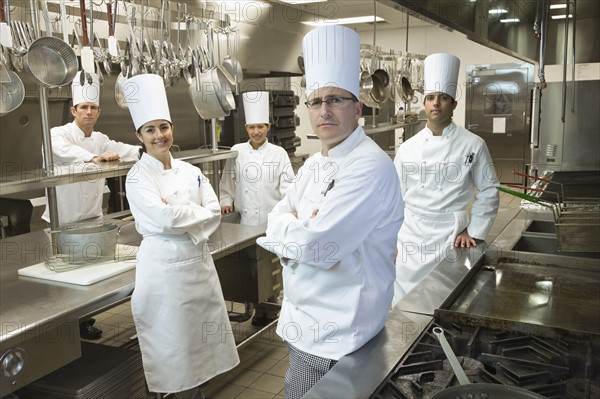 Chefs posing in kitchen. Date : 2008