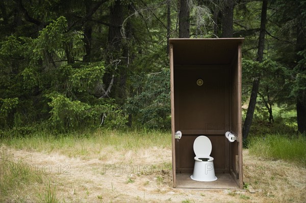 Outhouse in forest. Date : 2008