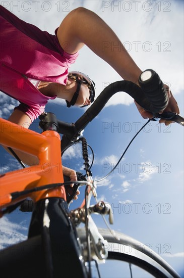 Low angle view of cyclist. Date : 2008