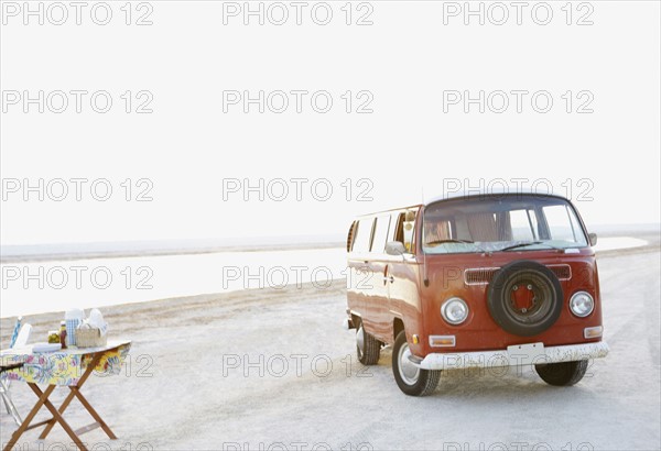 Van parked on beach. Date : 2008