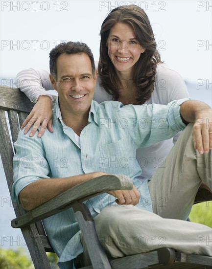 Portrait of couple outdoors.