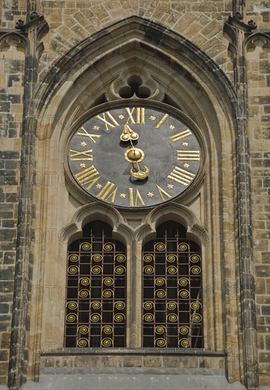 Clock of Saint Vitus Cathedral in Prague.