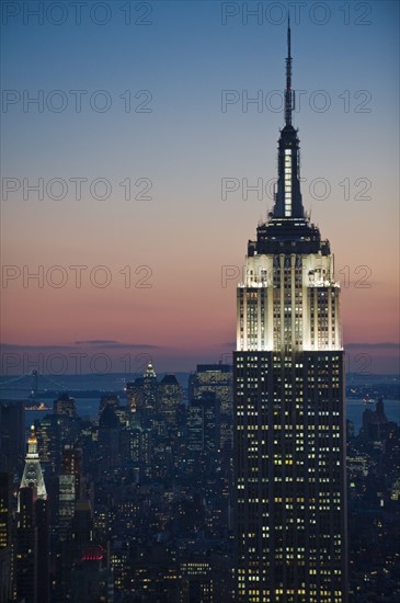 Sunset view of Empire State Building.