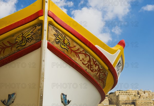 Vibrant Luzzu fishing boat, Malta.