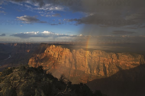 Rainbow and clouds over Grand Canyon, Arizona.