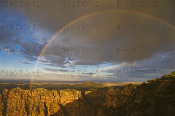 Rainbow and clouds over Grand Canyon, Arizona.