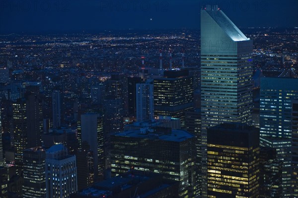 Sunset view of midtown Manhattan.