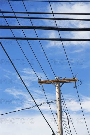 Power lines and telephone pole. Date : 2008