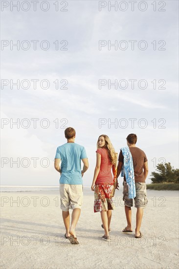 Friends walking on beach. Date: 2008