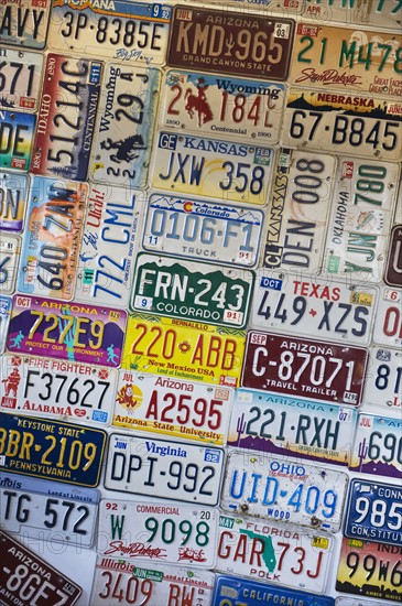 Collection of license plates.