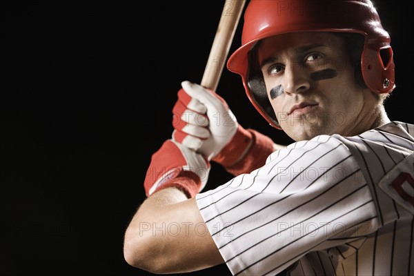 Close up of baseball player in batting stance. Date : 2008