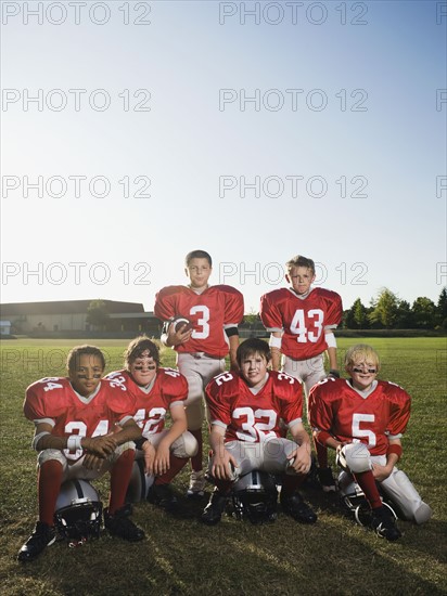 Portrait of youth football team on field. Date: 2008