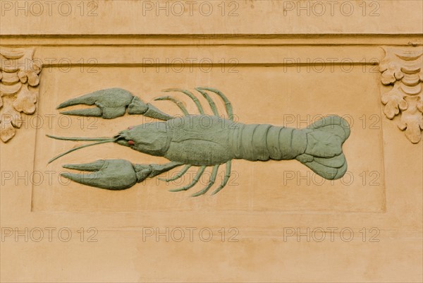 Lobster carving to identify house, Prague.
