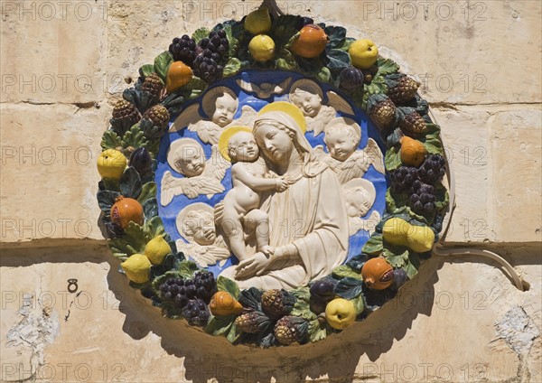 Madonna and child house plaque, Mdina, Malta.