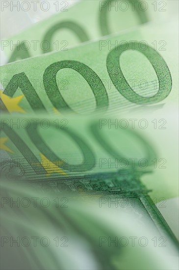 Close up of 100 euro notes.