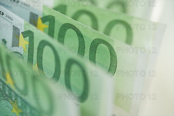 Close up of 100 euro notes.