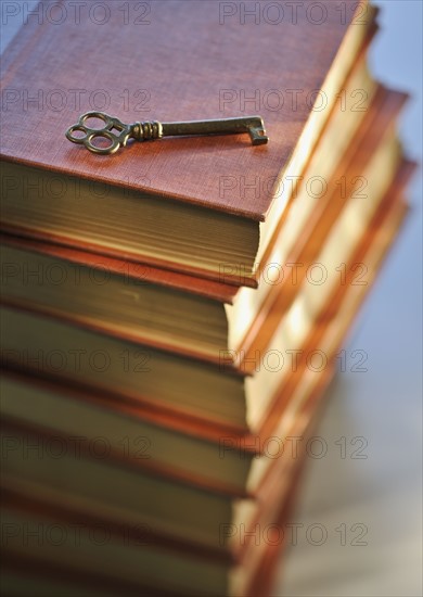 Antique books and key.