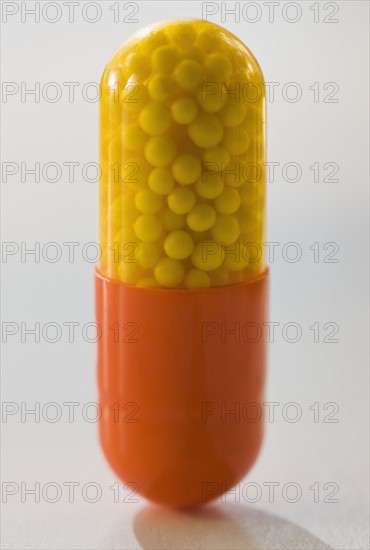 Close up of medicine capsule.