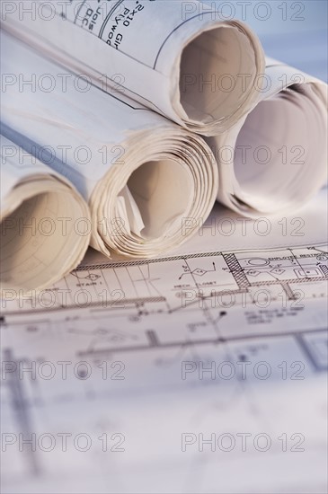 Close up of blueprints. Photographe : Daniel Grill