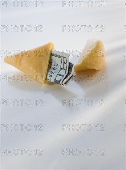 Money in fortune cookie.