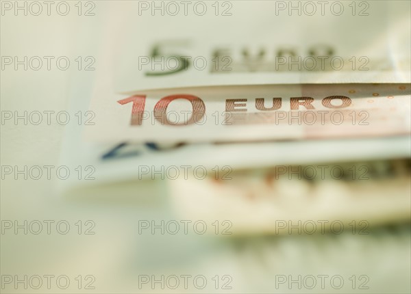 Close up of paper euros.