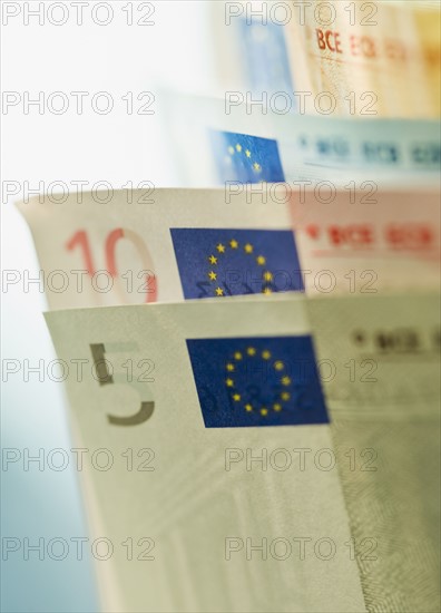 Close up of paper euros.