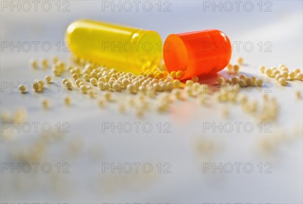 Broken medicine capsule.