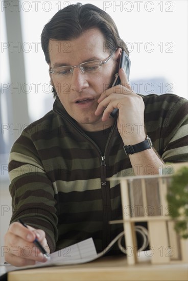 Man talking on cell phone.