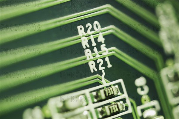 Close up of computer circuit board.