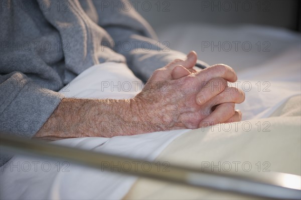 Close up of elderly man’s hands.