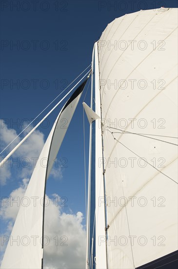 Sailboat and blue sky.