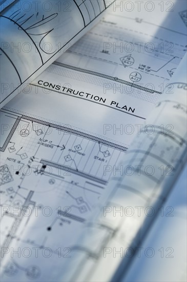 Close up of blueprints. Photographe : Daniel Grill