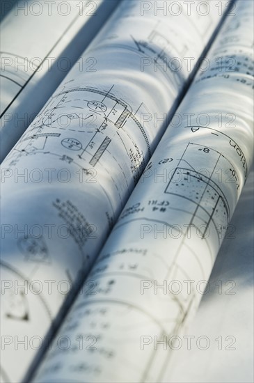 Close up of blueprints. Photographe : Daniel Grill