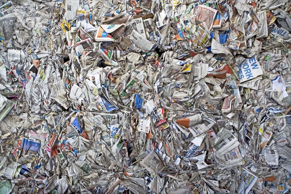 Bundles of paper at recycling plant. Photographe : fotog