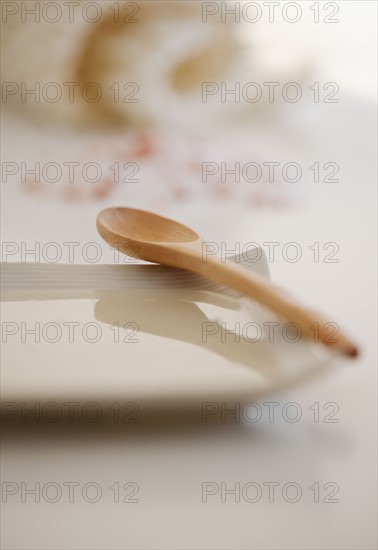 Wooden spoon and salt scrub.