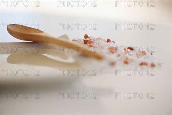 Wooden spoon and salt scrub.