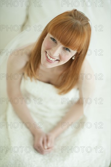 Bride in wedding dress.