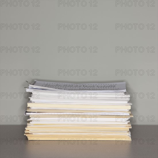 Stack of paperwork.