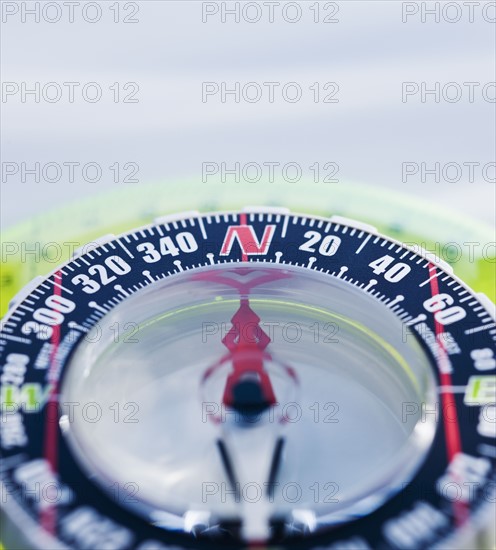 Close up of compass.