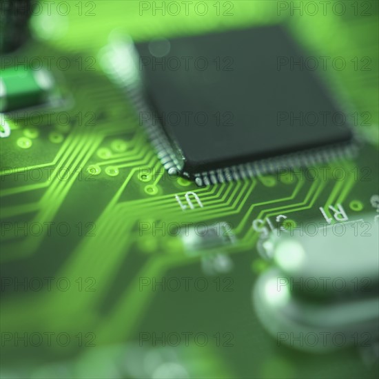 Close up of computer circuit board.