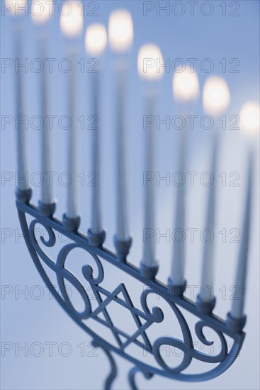 Close up of holiday menorah.